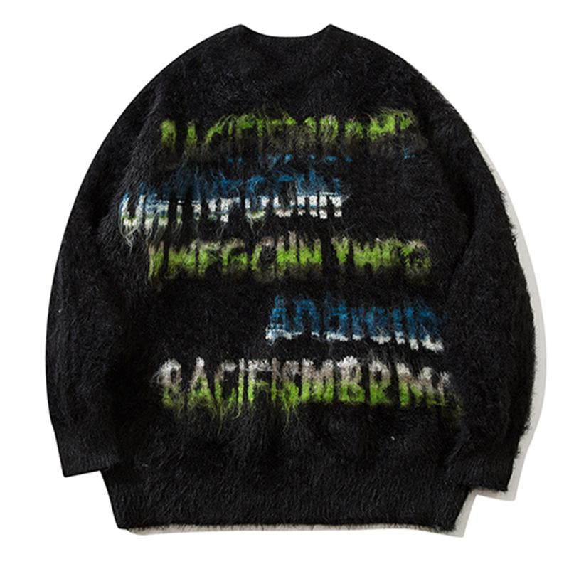Big Colorful Letter Print Sweater Autumn Fashion Loose All-Match Pullover Winter Long Sleeve Tops