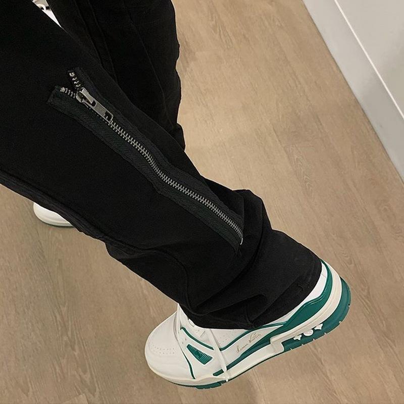 Men's Women's Autumn And Winter Neutral High Street Back Pocket Zipper Straight Trousers VIBE Heavy Industry Horn