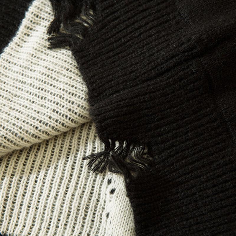 Hole Fringed Sweater Long Sleeves Fashion Pullovers Oversize Basic Autumn Casual Streetwear Trendy