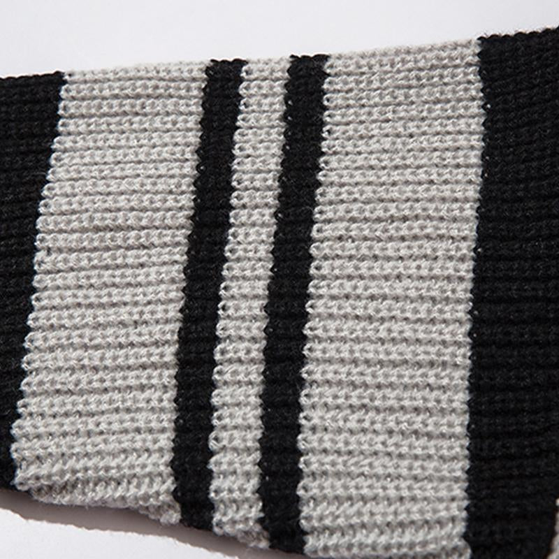 Retro Contrast Color Sweater Lapel Knit Men and Women Autumn Loose All-Match Pullover