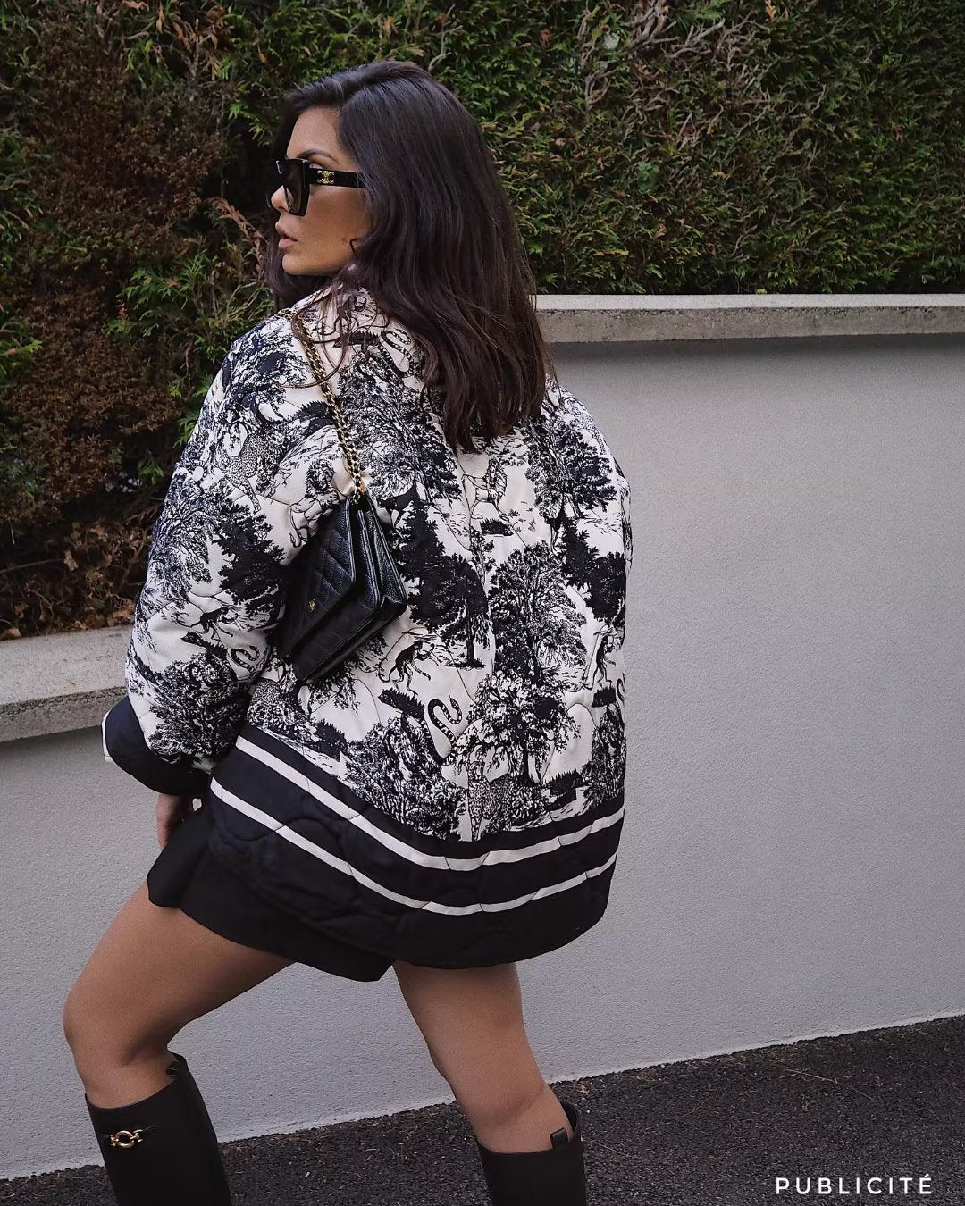 Autumn Winter Printing Quilted Cotton Padded Jacket Pocket on Both Sides Baggy Coat