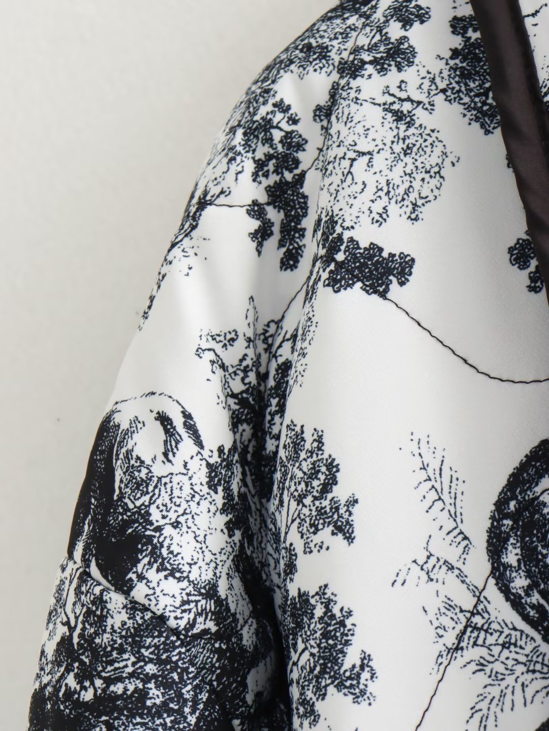 Autumn Winter Printing Quilted Cotton Padded Jacket Pocket on Both Sides Baggy Coat