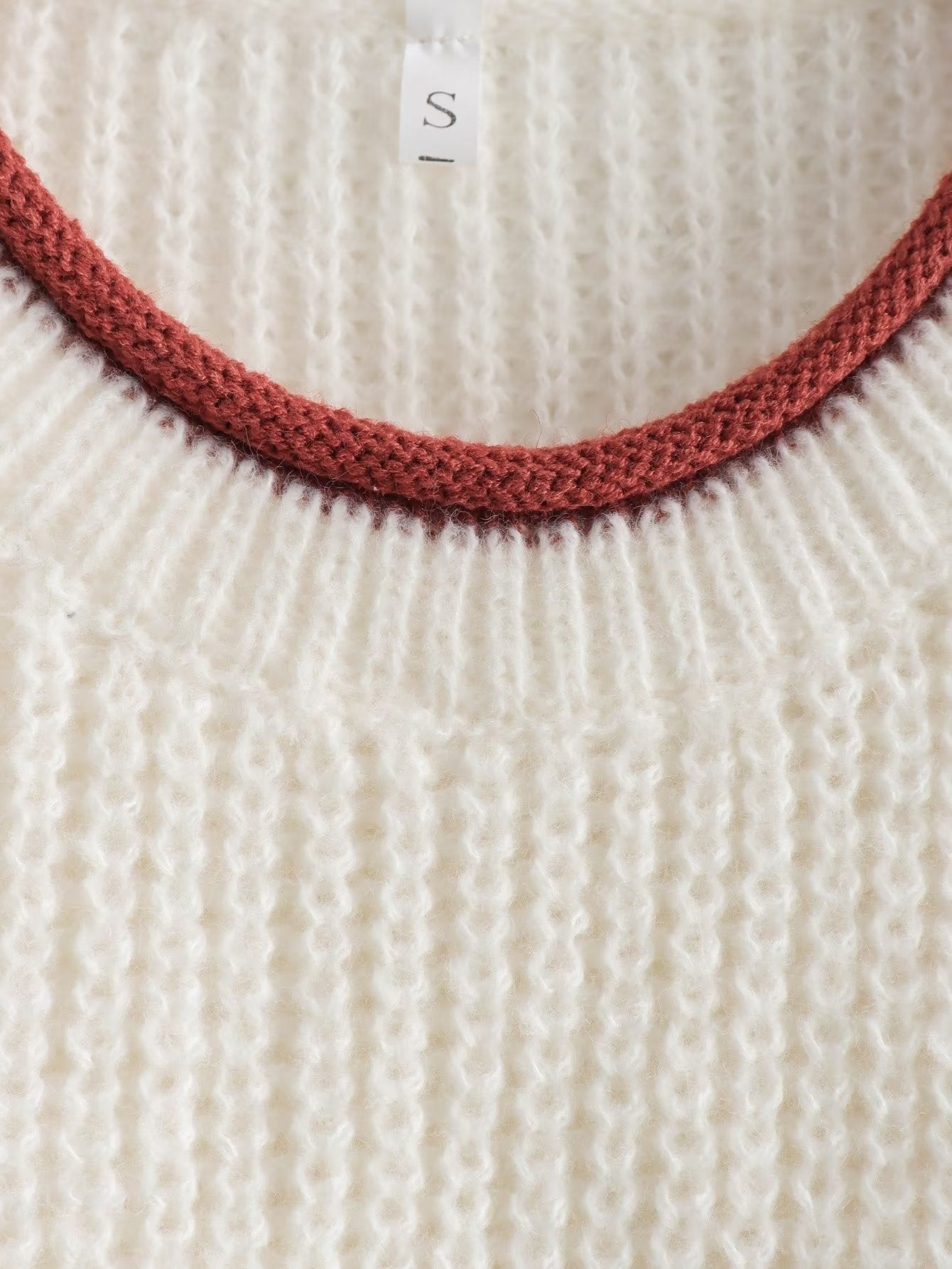 Autumn Women Street round Neck Knitted Black Edge Sweater