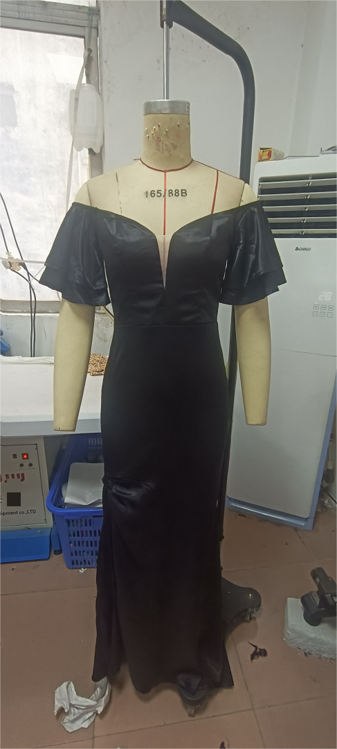 Plus Size Women One Neck Slim Dress Solid Color Sheath Maxi Dress