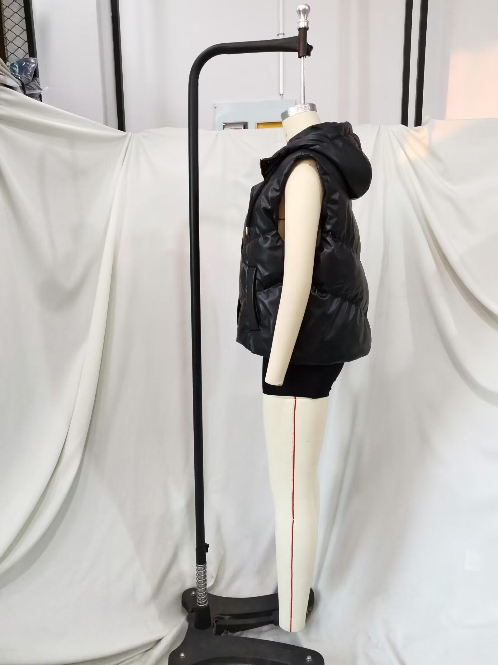 Winter Women Street Faux Leather Hooded Cotton Jacket Vest