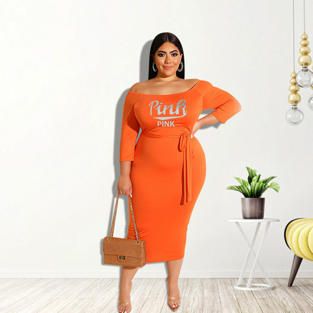 Plus Size Plus Size Early Autumn Fashion New Dress Waist Girdling Band sexy Solid Color Women Clothing