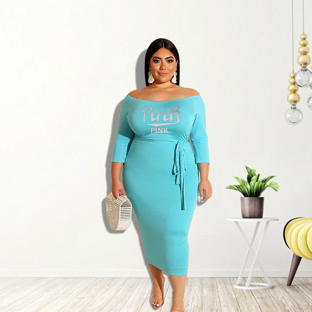 Plus Size Plus Size Early Autumn Fashion New Dress Waist Girdling Band sexy Solid Color Women Clothing