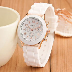 Silicone Couple Trendy  Women's Quartz Wristwatch