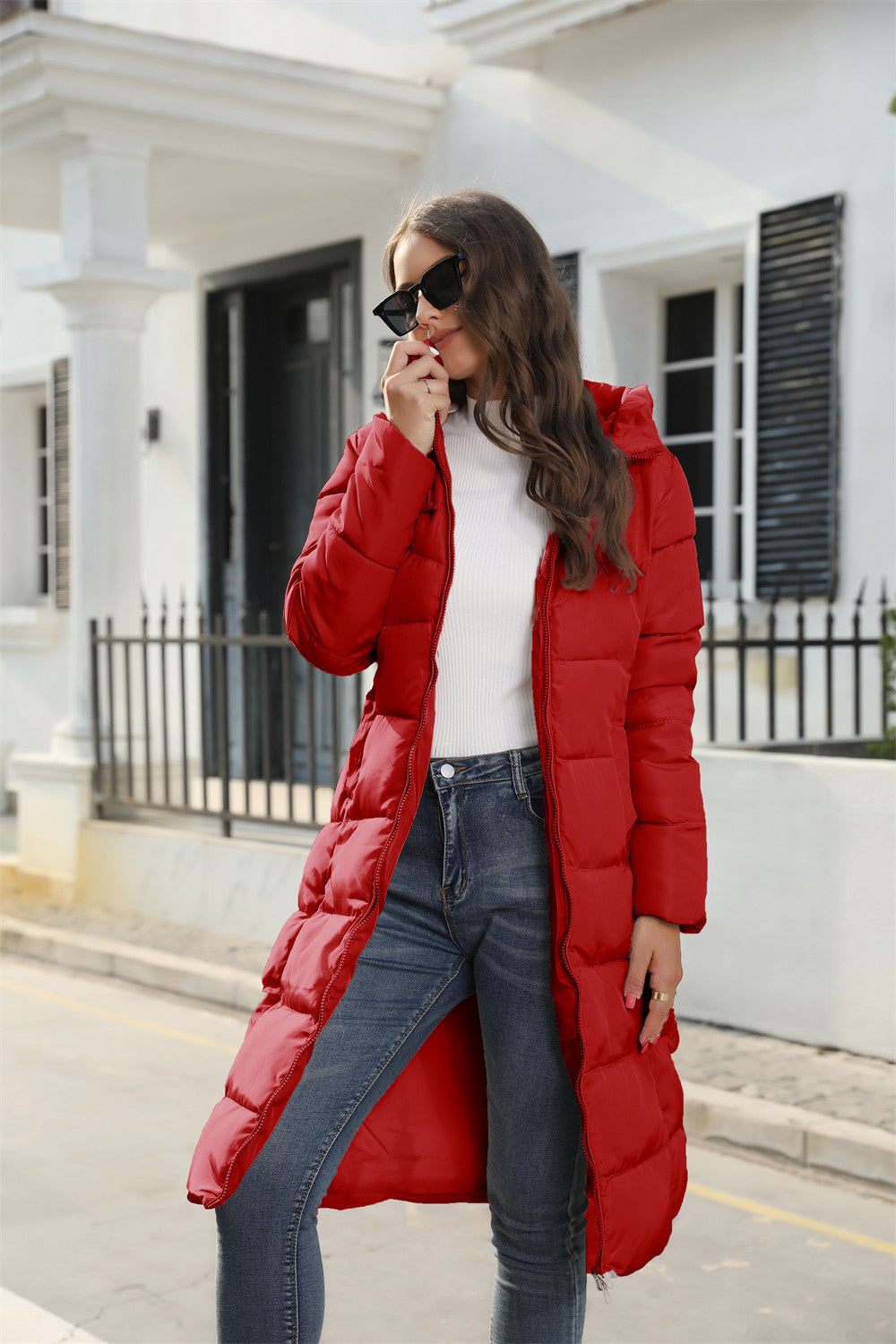 Quilted jacket red best sale