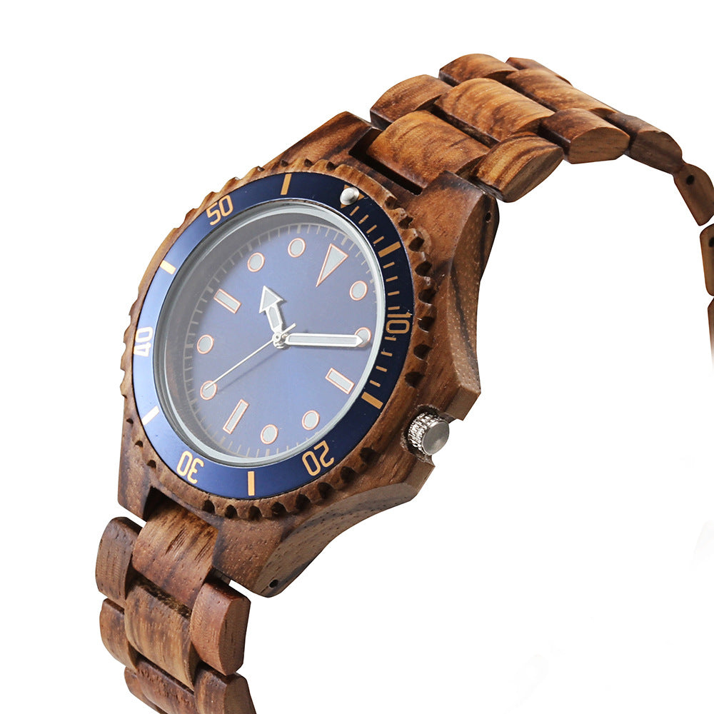 Men's Solid Wood Set Business Quartz Watch