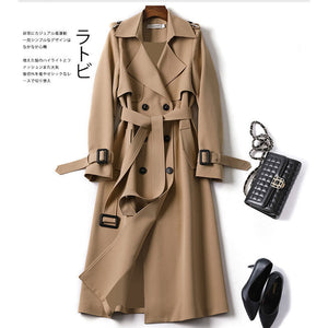 Cinched Patchwork Fashion Casual Belt Belt Solid Color High-End Elegant Windbreaker Women Coat