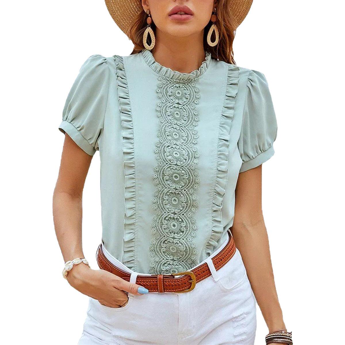 Women Clothing Casual Popular Shirt Women Lace Women Top