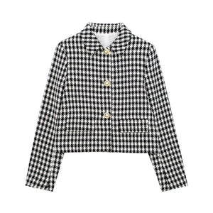 Winter Houndstooth Texture Coat Women's Short Jacket Short Coat