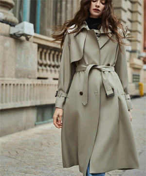 Classic Non Ironing Anti Wrinkle British Casual Extended Trench Coat Women