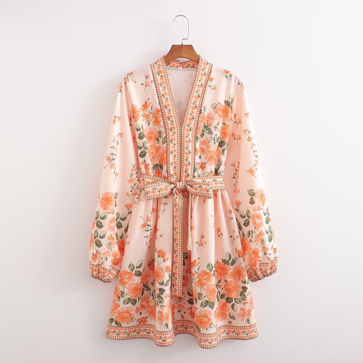 Spring Long Sleeve Positioning Printing Loose Dress