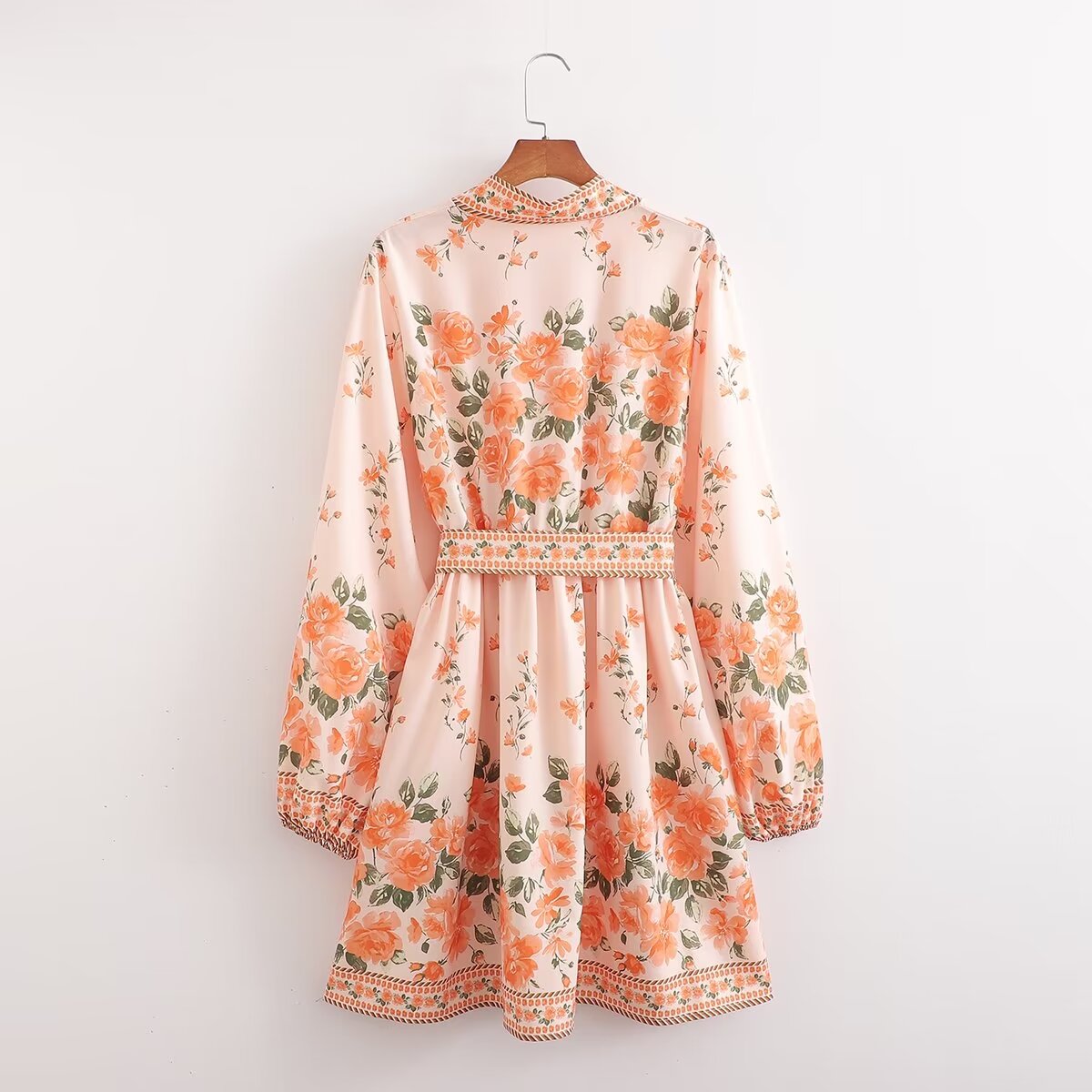 Spring Long Sleeve Positioning Printing Loose Dress