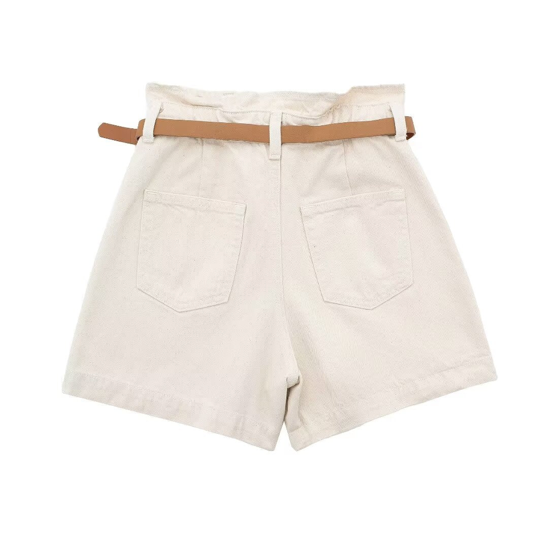 Women Clothing Summer Street With Belt Baggy Denim Shorts