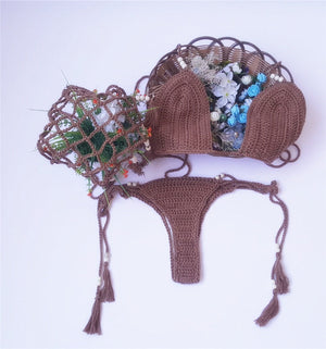 Hollow Mesh Lace-up Swimwear