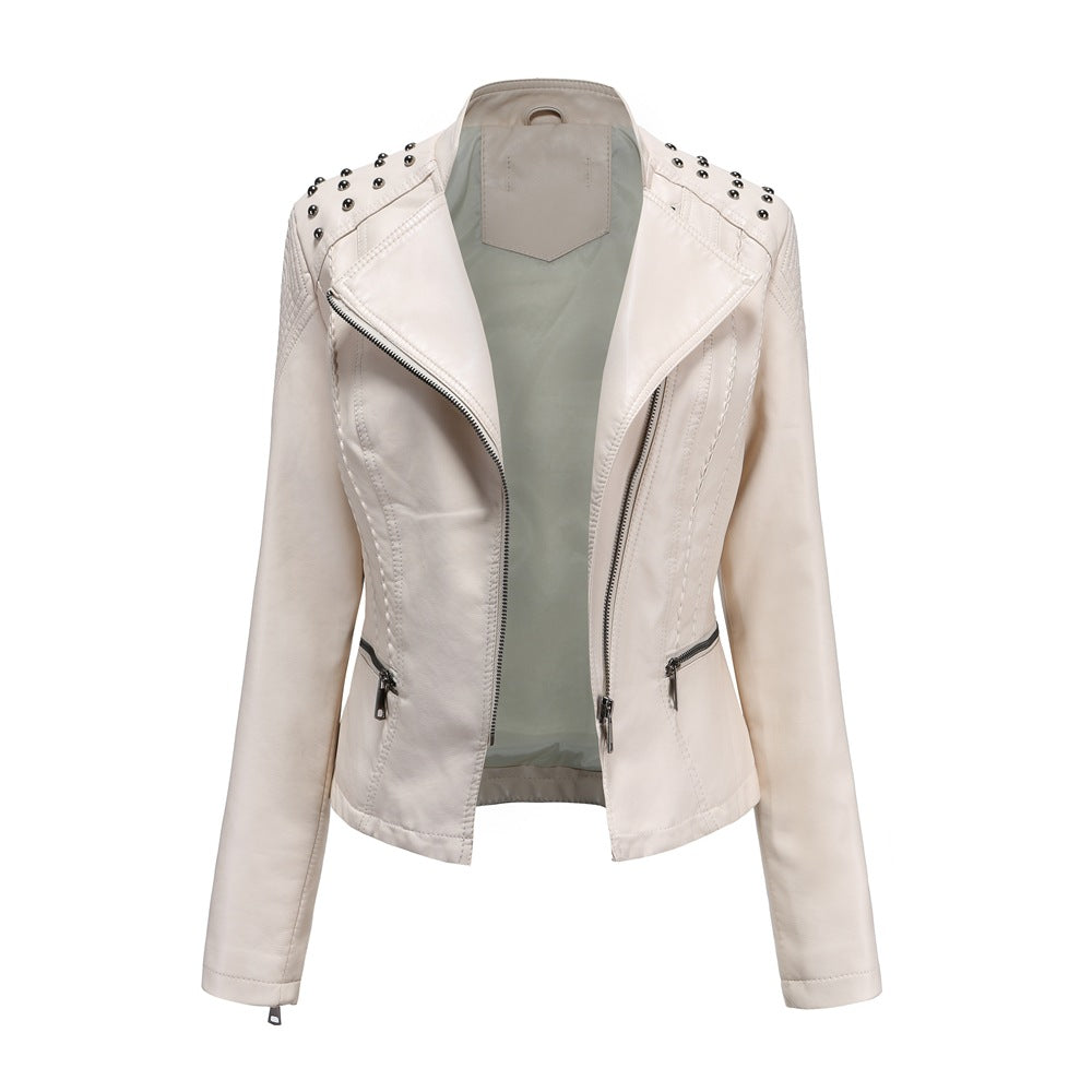 New Slim Spring Autumn Women Leather Jacket Slim Thin Jacket Ladies Motorcycle Clothing