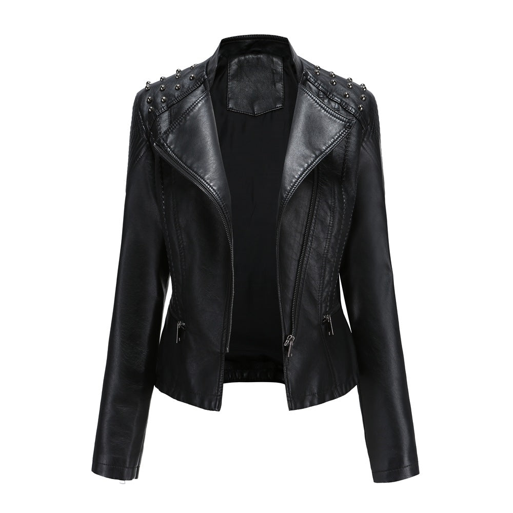 New Slim Spring Autumn Women Leather Jacket Slim Thin Jacket Ladies Motorcycle Clothing