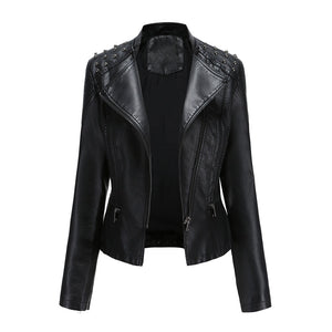 New Slim Spring Autumn Women Leather Jacket Slim Thin Jacket Ladies Motorcycle Clothing