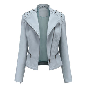 New Slim Spring Autumn Women Leather Jacket Slim Thin Jacket Ladies Motorcycle Clothing