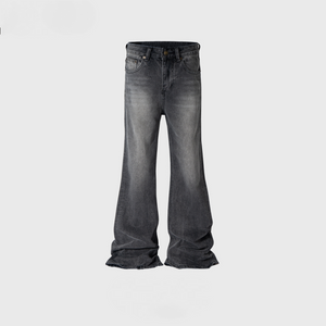 Men's Wear Women's Paris Style Black And Grey Washed Trousers Men's And Women's Same Style Old Tear Tear Jeans Trendy