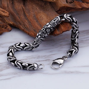 Mens Cool Gothic Style Skeleton Punk Metal Braided Chain Bracelet