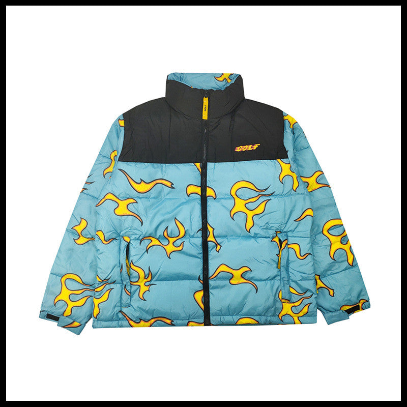 Blue Flame Down Cotton Autumn And Winter Puffer Jackets