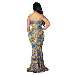 Wrapped Chest Long Floor-length Ankara Dress