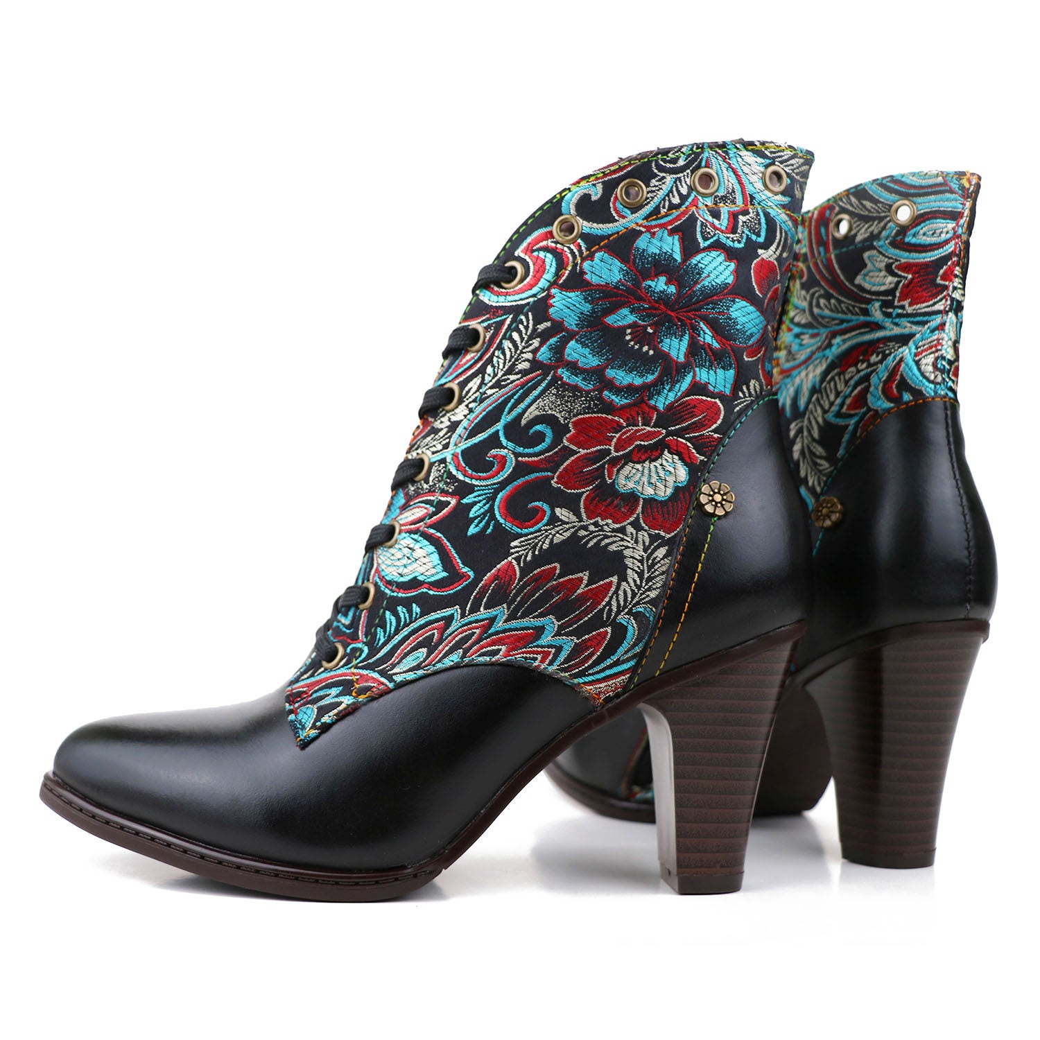 National Style Feather Knee-length Leather Women's Boots