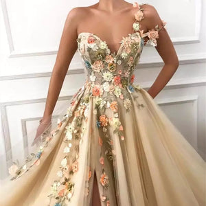 Champagne Two-Piece Prom Evening Dress