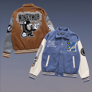 Money mob Cartoon Basketball Varsity Jacket