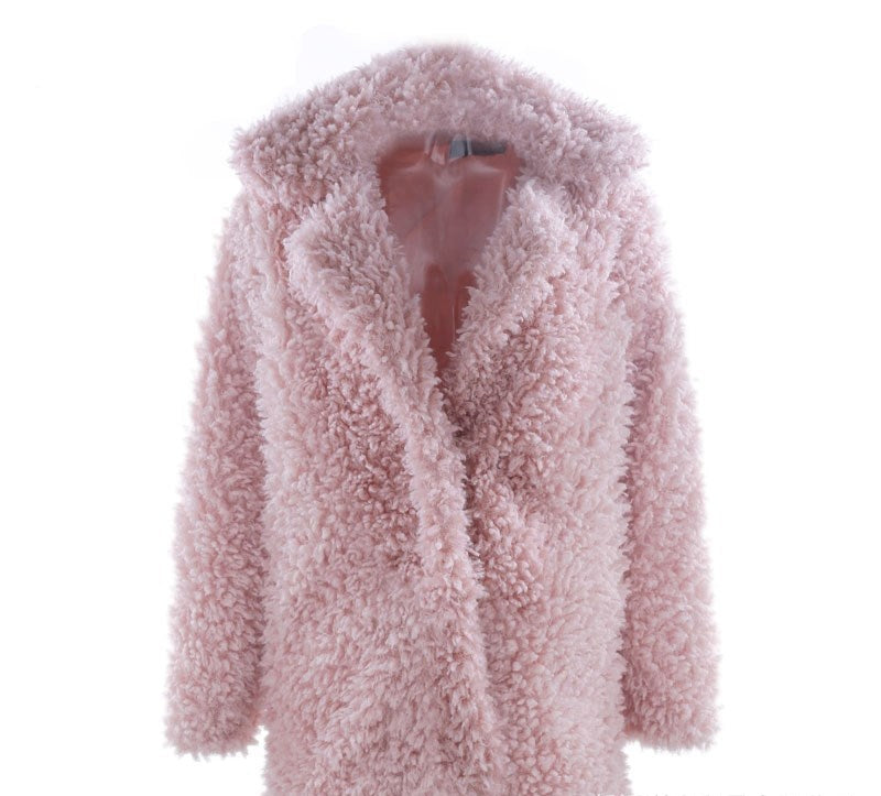 Fashion Women Loose Collar Fur Jacket Winetr Fur Coats