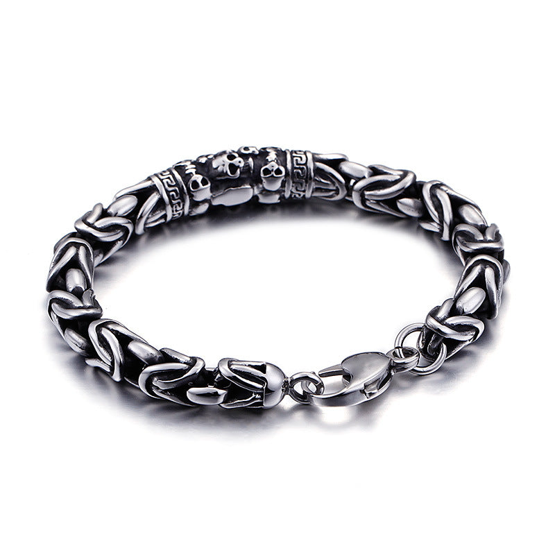 Mens Cool Gothic Style Skeleton Punk Metal Braided Chain Bracelet