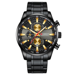 Men's Waterproof Quartz Six-Hand Chain Wristwatch