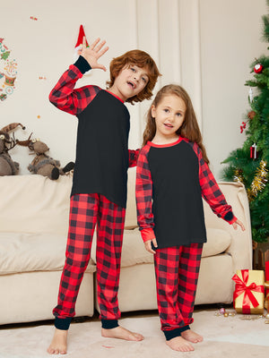 Plaid Printed Parent-child Pyjamas Suit