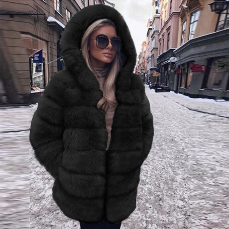 Women Luxury Winter Warm Fluffy Faux Fur Coat Jacket
