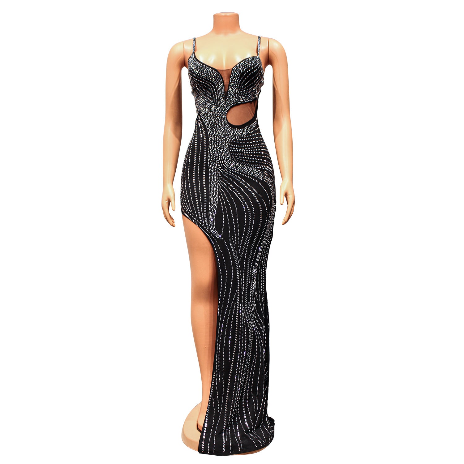 Women's Mesh Rhinestone Evening Slip Dress