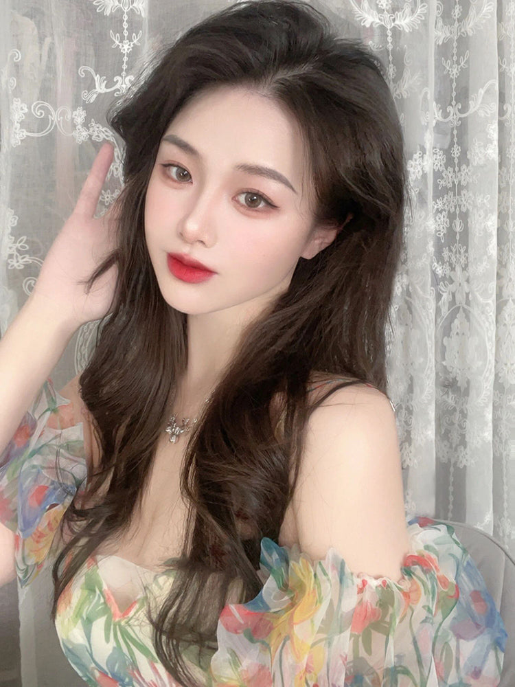 Floral Sling Holiday Puff Sleeve Dress