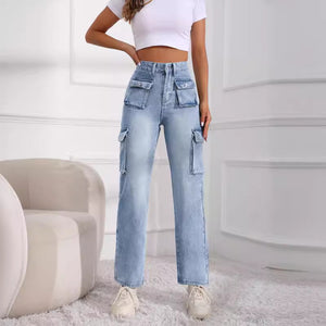 Casual Stylish Multi Pocket Loose Cargo Pants Jeans for Women