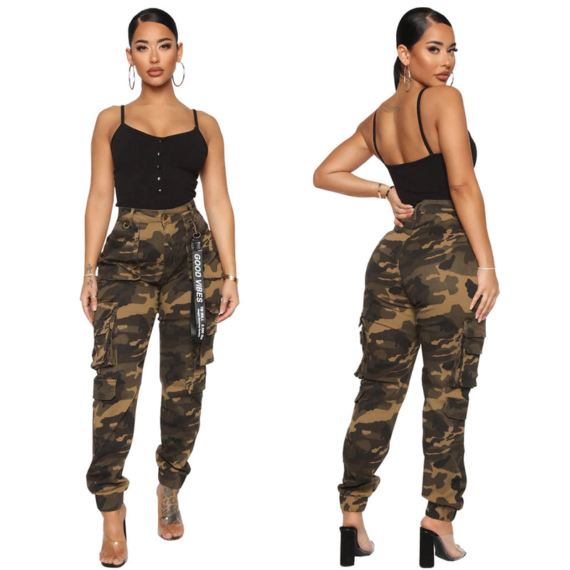 Slim Fit Camouflage Comfortable Casual Tappered Stretch Overalls