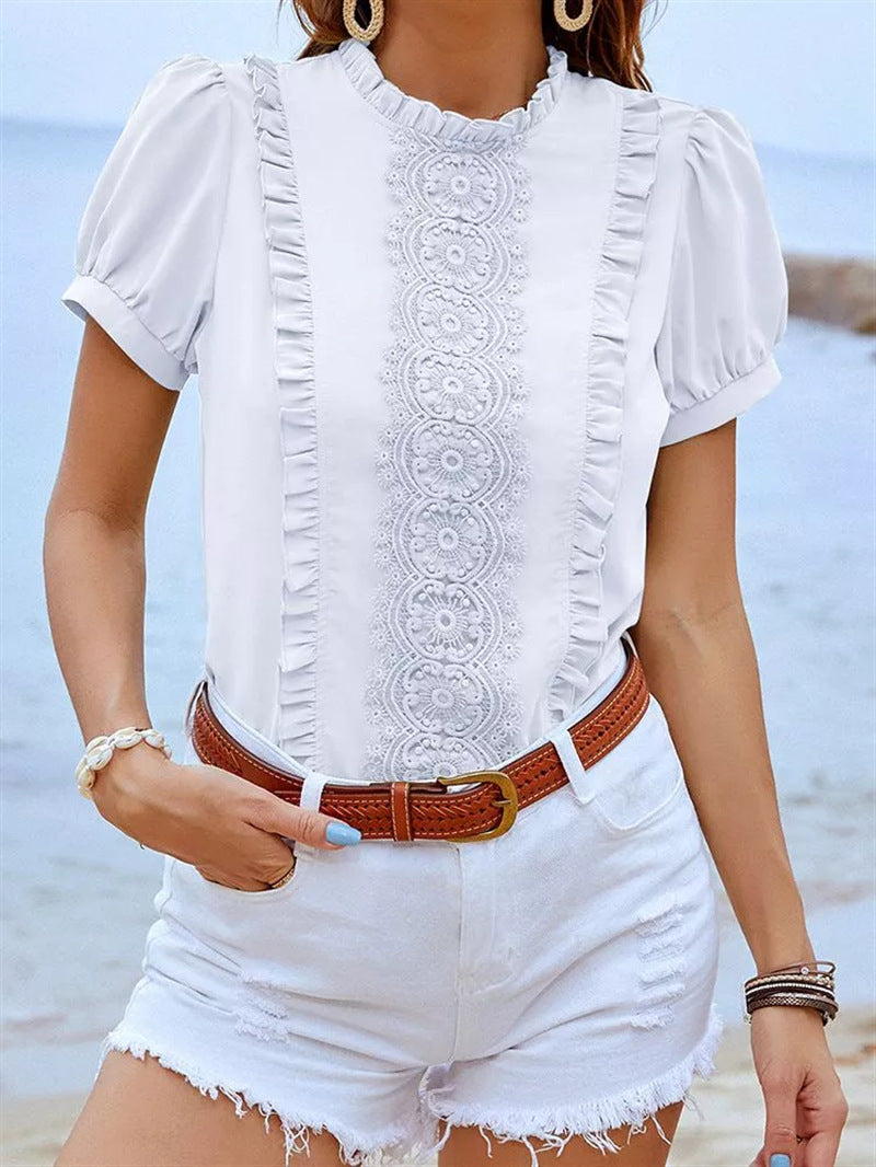 Women Clothing Casual Popular Shirt Women Lace Women Top