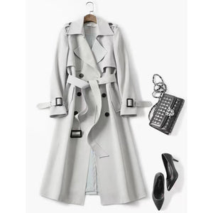 Cinched Patchwork Fashion Casual Belt Belt Solid Color High-End Elegant Windbreaker Women Coat