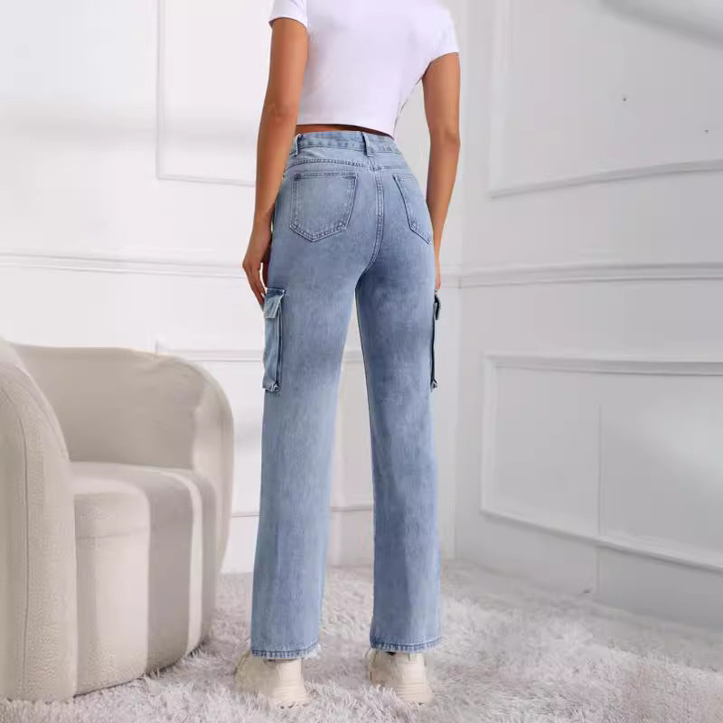 Casual Stylish Multi Pocket Loose Cargo Pants Jeans for Women