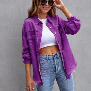 Arrival Multicolor MidLength Ripped Loose Denim Jacket Women Jacket Women