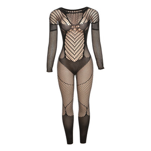 Summer Women Clothing Sexy Cutout Fishnet Knitted Sexy Casual Tight One Piece Trousers