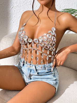 women Accessories Crystal Bra Chain Summer Beach Vacation Bikini Body Cha Suit