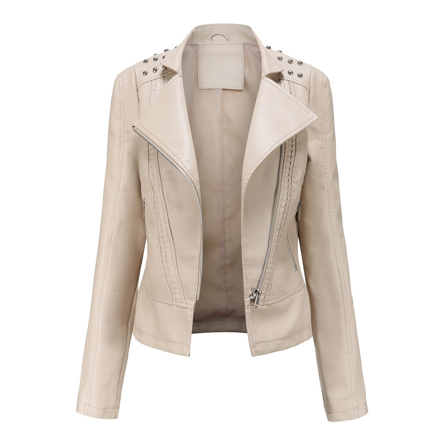 Women Rivet Leather Jacket Women Jacket Collared Motorcycle Clothing Thin Spring Autumn Women Jacket