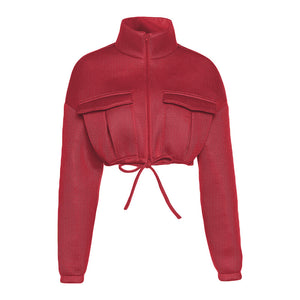 Winter Women Clothing Sexy cropped Stand Collar Loose Short Jacket Women